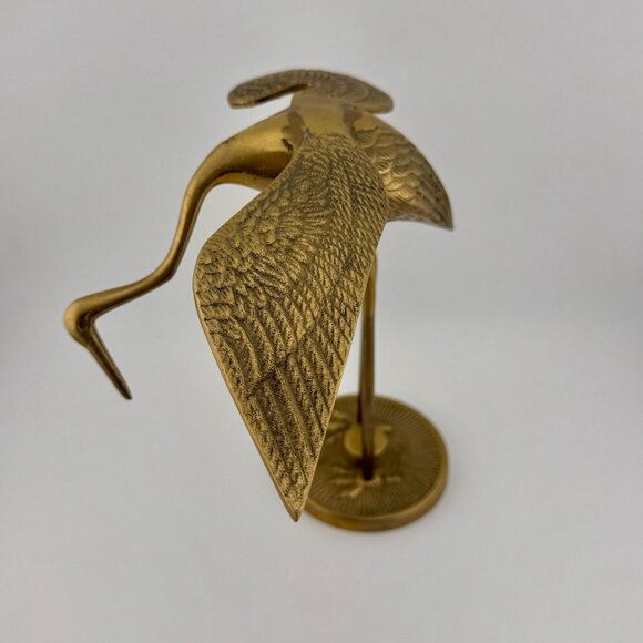 MCM Set Of 2 Heron Crane Egret Mid Century Modern Solid Brass Vintage 1970s - Picture 2 of 12